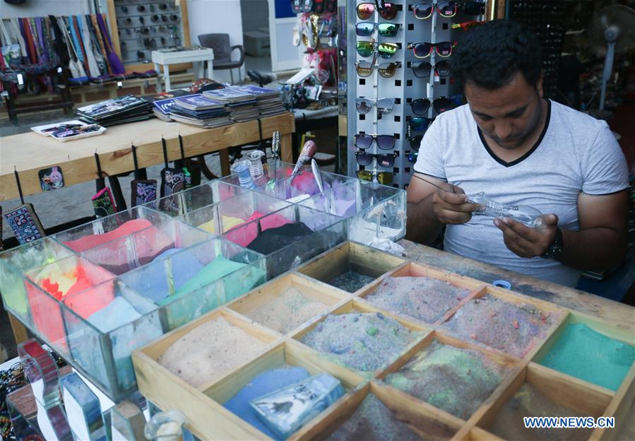 EGYPT-DAHAB-HANDICRAFTS-SAND ART BOTTLES-SOUVENIRS