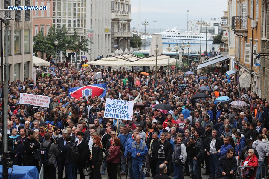 CROATIA-RIJEKA-SHIPYARD-STRIKE