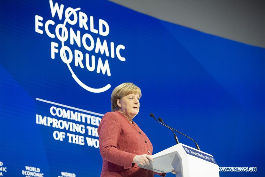 SWITZERLAND-DAVOS-WORLD ECONOMIC FORUM-GERMANY-MERKEL