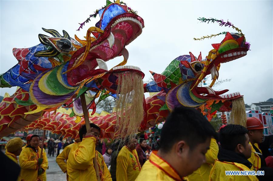 #CHINA-GUIZHOU-LANTERN FESTIVAL-FIREWORKS-DRAGON DANCE (CN)