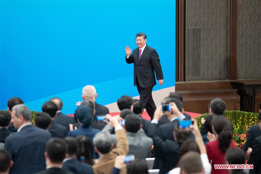 (BRF)CHINA-BEIJING-BELT AND ROAD FORUM-LEADERS' ROUNDTABLE-XI JINPING-PRESS CONFERENCE (CN)