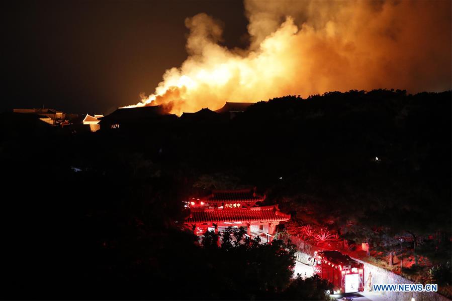 JAPAN-OKINAWA-WORLD HERITAGE CASTLE-FIRE