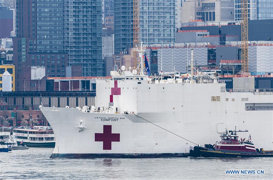 U.S.-NEW YORK-COVID-19-USNS COMFORT-ARRIVAL