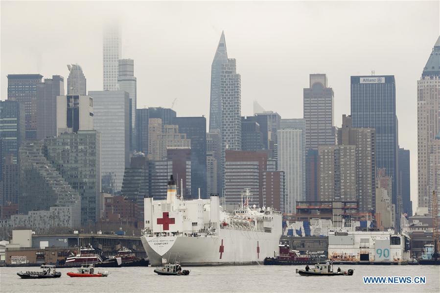 U.S.-NEW YORK-COVID-19-USNS COMFORT-ARRIVAL