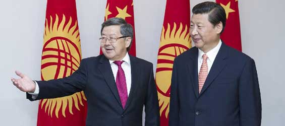 Chinese president meets Kyrgyz PM in Bishkek, Kyrgyzstan