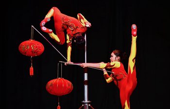 Artists of Chinese Wuhan Acrobatic Troupe perform in Doha